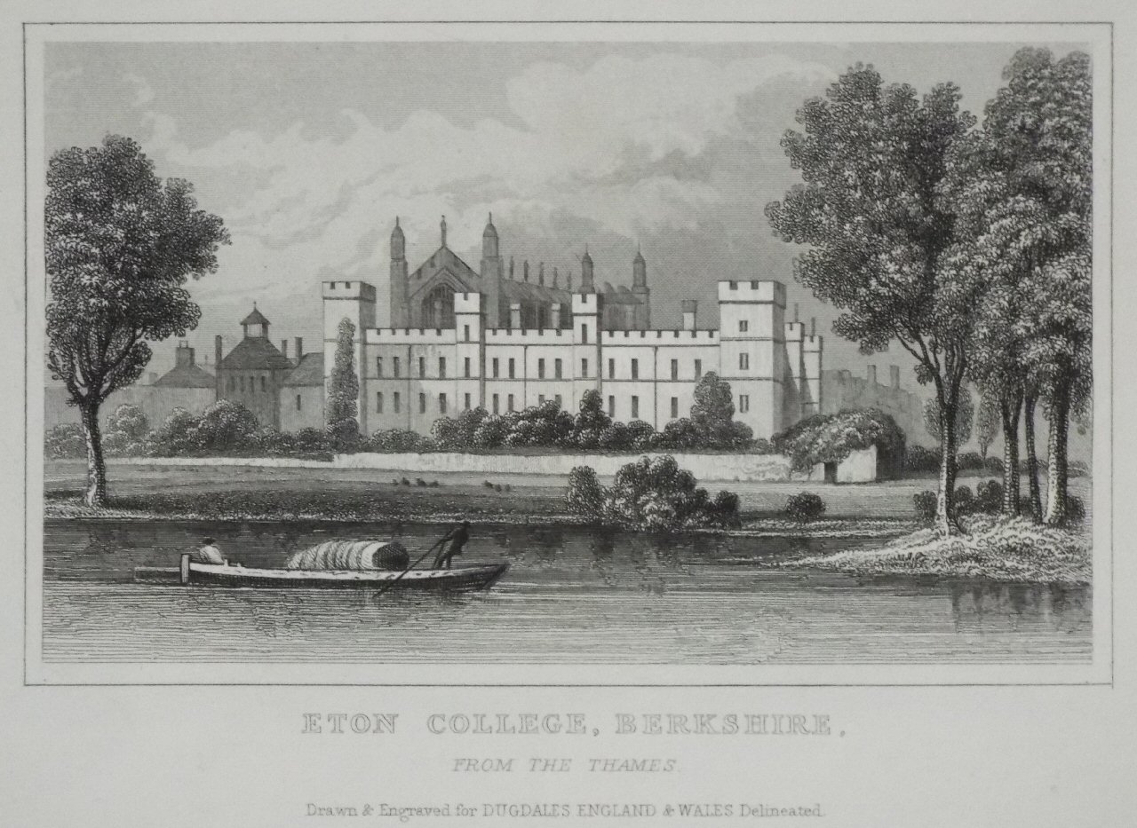 Print - Eton College, Berkshire, from the Thames.